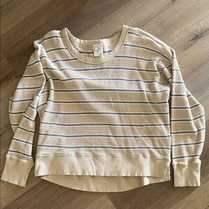Aerie Striped Long Sleeve Waffle Knit Top